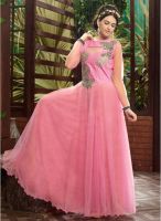 Viva N Diva Pink Embroidered Dress Material