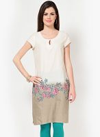 W Beige Printed Kurtis