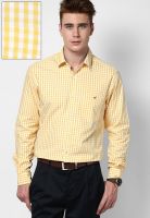 Wills Lifestyle Yellow Check Slim Fit Casual Shirt