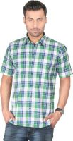 Zido Men's Checkered Formal Green Shirt