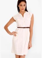 109F White Colored Solid Skater Dress