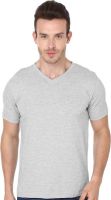 99Tshirts Solid Men's V-neck Grey T-Shirt