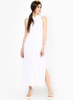 AND White Colored Solid Maxi Dress