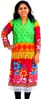 Aarti Collections Printed Women's A-line Kurta(Green, Red, Yellow)