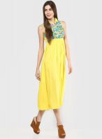 Akkriti By Pantaloons Rayon Yellow Dress