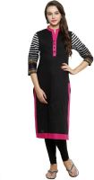 Alom Solid Women's Straight Kurta(Black)