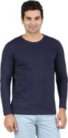 Ap'pulse Solid Men's Round Neck Dark Blue T-Shirt