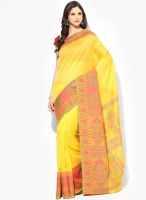 Avishi Banarasi Mercerize Cotton Silk Yellow Color Saree