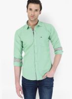 Basics Checks Green Casual Shirt