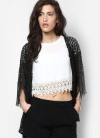 Boohoo Black Jessica Tassel Trim Lace Kimono