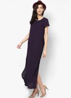 Boohoo Purple Short Sleeve Column Maxi Dress