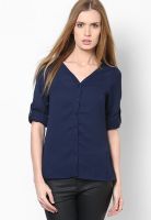 Calgari Navy Blue Solid Shirt