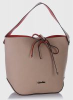 Calvin Klein Jeans Beige Leather Shopping Bag