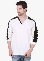 Cherymoya White Solid V Neck T-Shirt