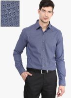 Code by Lifestyle Navy Blue Slim Fit Formal Shirt