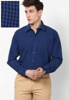 Cotton County Premium Checks Blue Formal Shirt