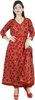 Divena Printed Women's Anarkali Kurta(Red)