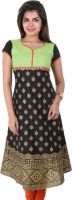 Estyle Printed Women's Anarkali Kurta(Black)