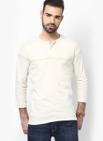 FREECULTR Beige Printed Henley T-Shirts