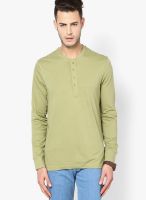 FREECULTR Olive Solid Henley T-Shirts