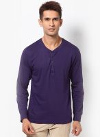 FREECULTR Violet Indigo Solid Henley T-Shirts