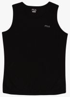 Fila Black Solid Round Neck T-Shirt