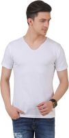 FROST Solid Men's V-neck White T-Shirt