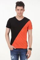 FROST Solid Men's V-neck Black T-Shirt