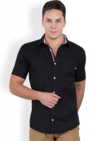 GHPC Men's Solid Casual Black Shirt