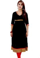 GMI Casual Solid Women's Kurti(Black)