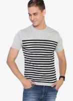 Globus Grey Striped Round Neck T-Shirts