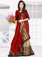 Inddus Maroon Printed Saree