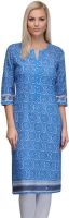 Inhabit Casual Printed Women's Kurti(Blue)