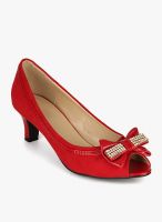J Collection Red Bow Peep Toes