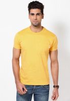 Jack & Jones Yellow Solid Round Neck T-Shirts