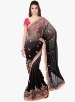 Janasya Black Embroidered Saree