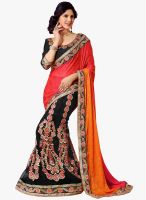 Janasya Black Embroidered Saree With Lehenga