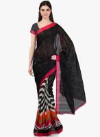 Janasya Black Printed Saree