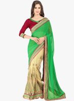 Janasya Green Embroidered Saree