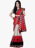 Janasya Off White Printed Saree