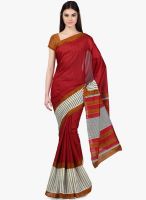 Janasya Red Printed Saree