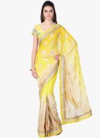 Janasya Yellow Embroidered Saree