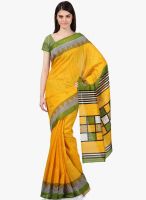 Janasya Yellow Striped Saree