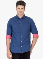 Jogur Solid Blue Casual Shirt