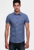 Jogur Solid Blue Slim Fit Casual Shirt