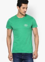 John Players Green Solid Round Neck T-Shirts