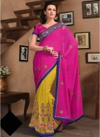 Kalista Fashions Yellow Embroidered Saree