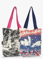 Kanvas Katha Pack Of 2 Ecru Shopping Bag