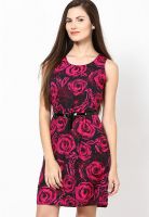 Lara Karen Pink Colored Printed Skater Dress