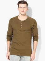 Levi's Olive Solid Henley T-Shirt
